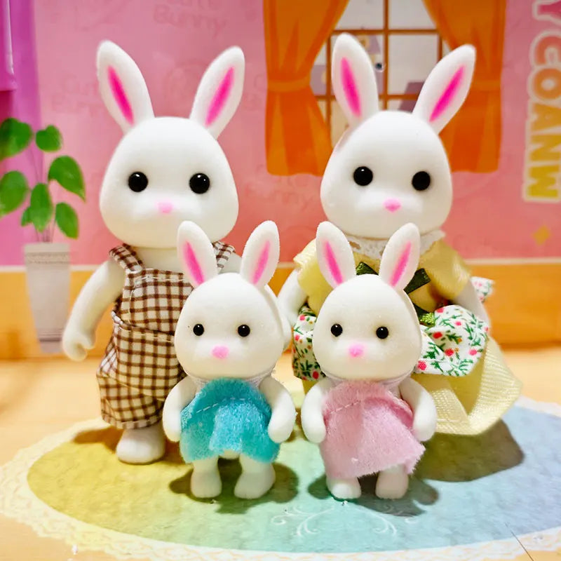 Forest Family Reindeer Rabbit Panda Animal Simulation Dollhouse Furniture Toy Set House Accessories Christmas Gifts for Kids