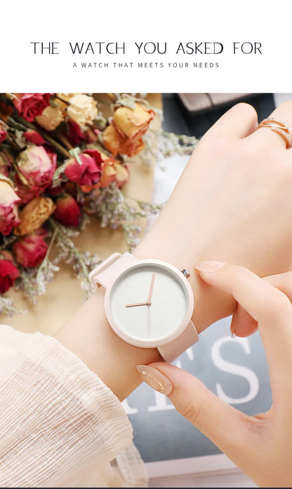 Minimalism Watch For Women 41mm Case with PVD Finish Rubber Strap