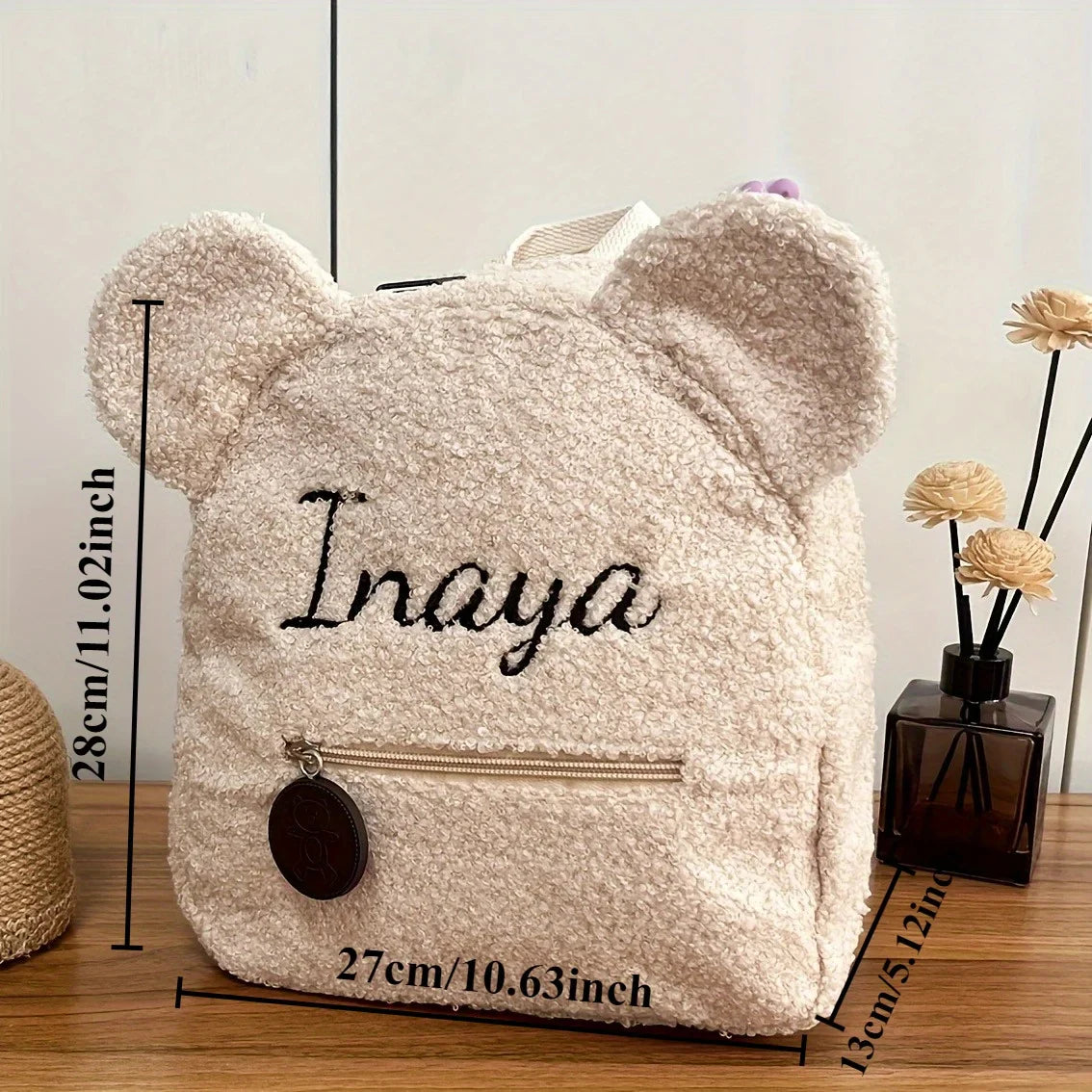 Cute Bear Plush Backpack Embroidered Name Autumn Winter Kids Outdoor Shoulder Bags Custom Personalized Children's Gift Bags