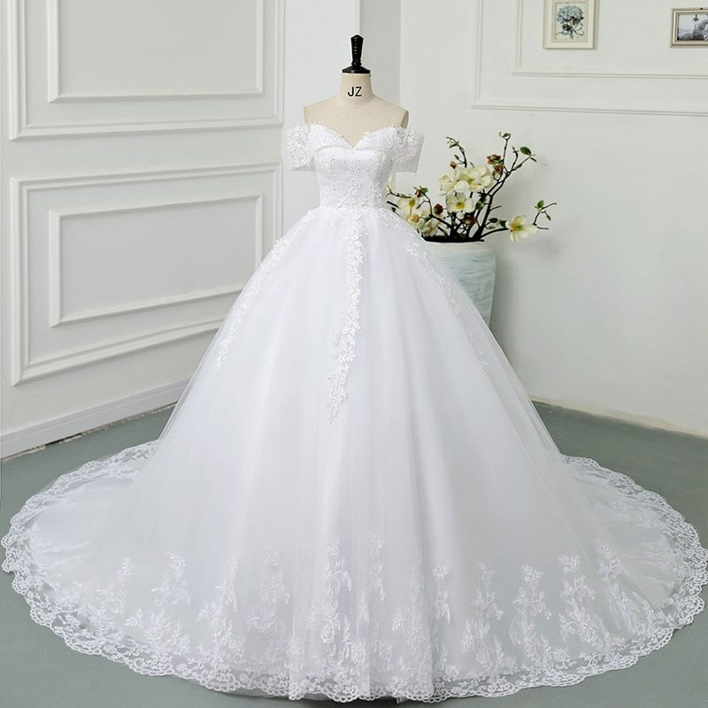 White Bridesmaid Dresses: Ball Gown Wedding Dresses Off The Shoulder Wedding Gowns