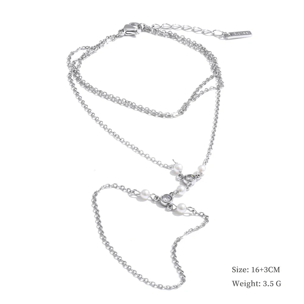 Yhpup Hot Style Zirconia Round Back of Hand Chain Finger Bracelet Bangle Stainless Steel Chic Fashion Jewelry Wholesale 2025 New