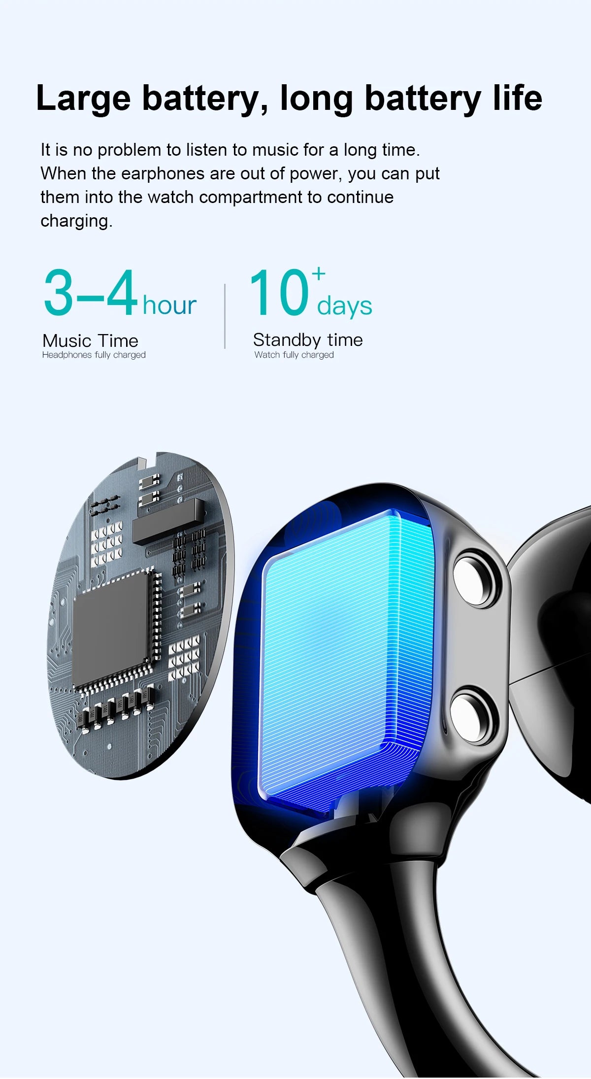 LIGE New Open-back Cip-on Headphones Smart Watch For Men Women 2.01” HD Screen Massive Watch Faces Bluetooth Call Smartwatches