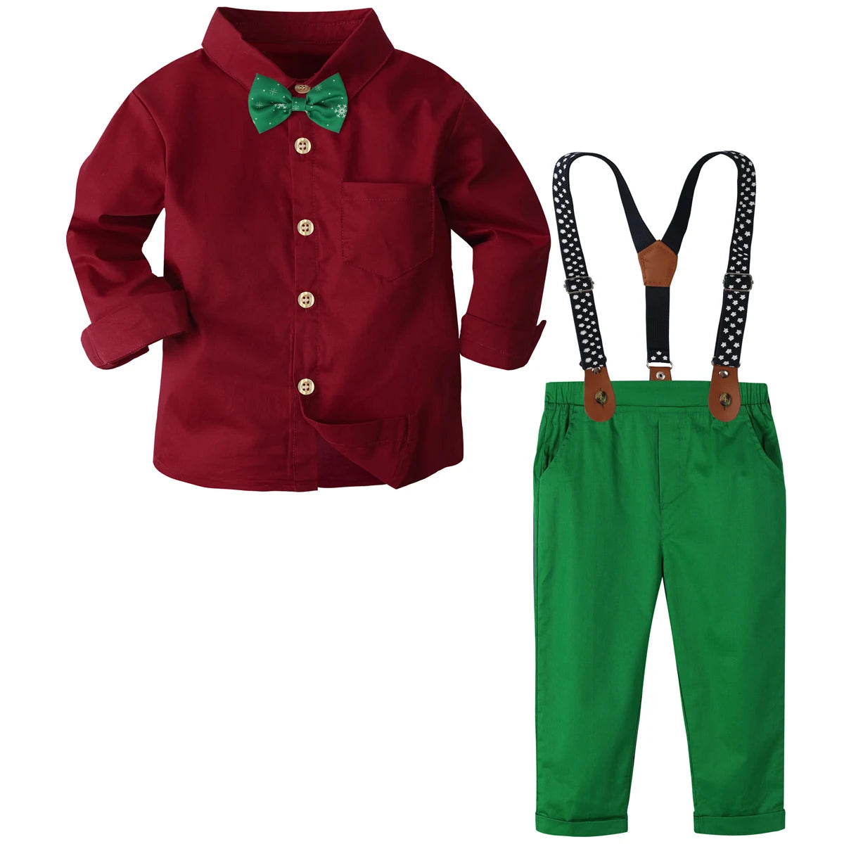 Suspenders Outfits Baby Boys Formal Clothing Sets Wedding Ring Bearer Clothes Kids Plaid Solid Suit Toddler Birthday Pants Set