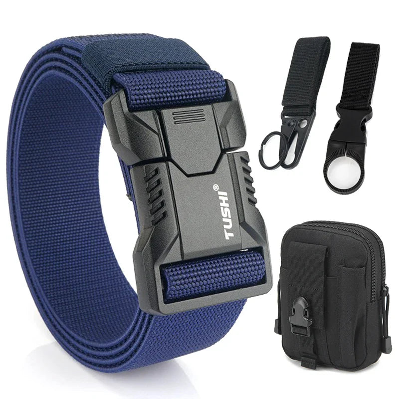VATLTY New Tactical Outdoor Belt for Men and Women Aluminum Alloy Buckle Quick Release Elastic Belt Casual Belt Jeans Waistband