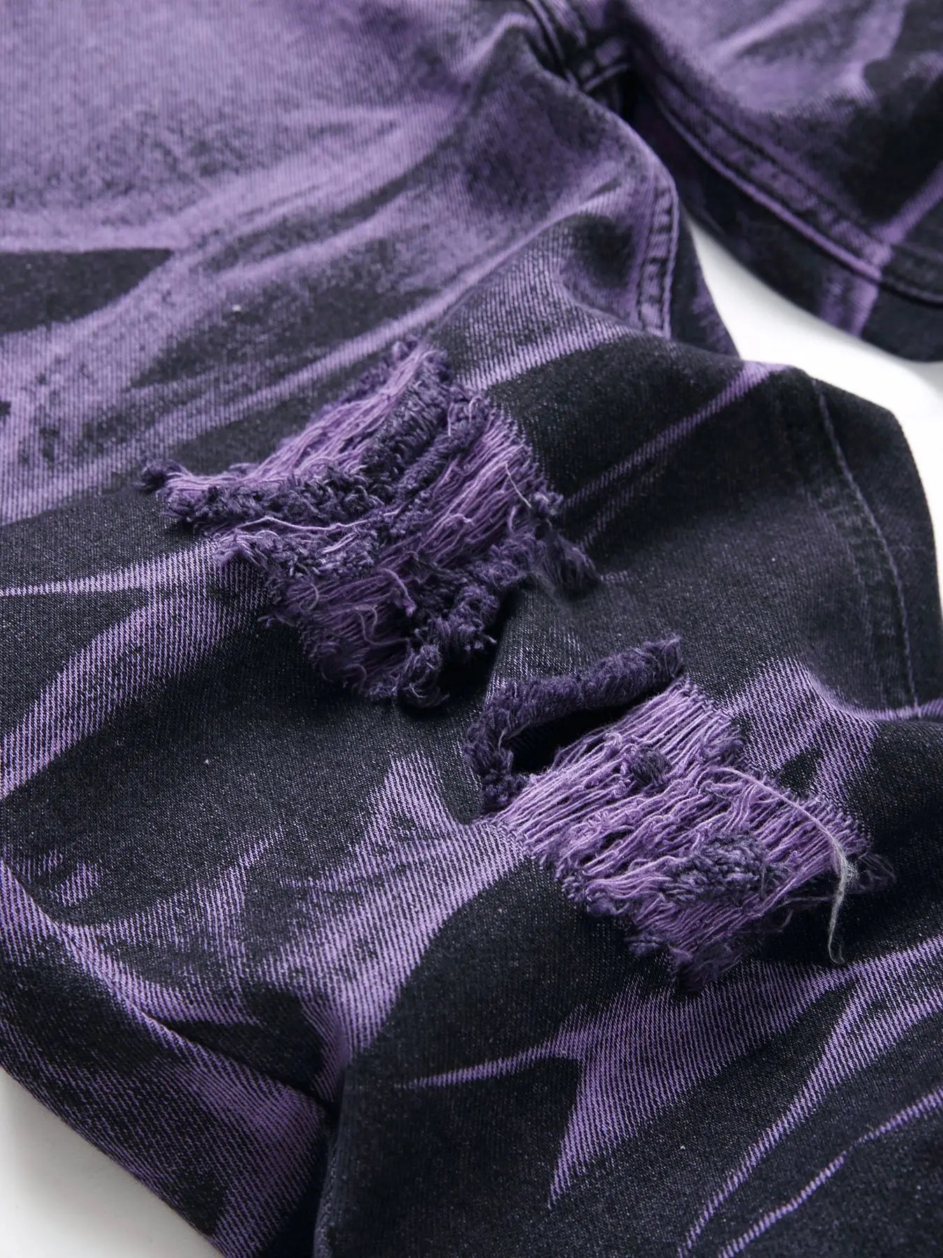 High Street Ripped Jeans for Men Four Seasons Causal Denim Pants Personalized Purple