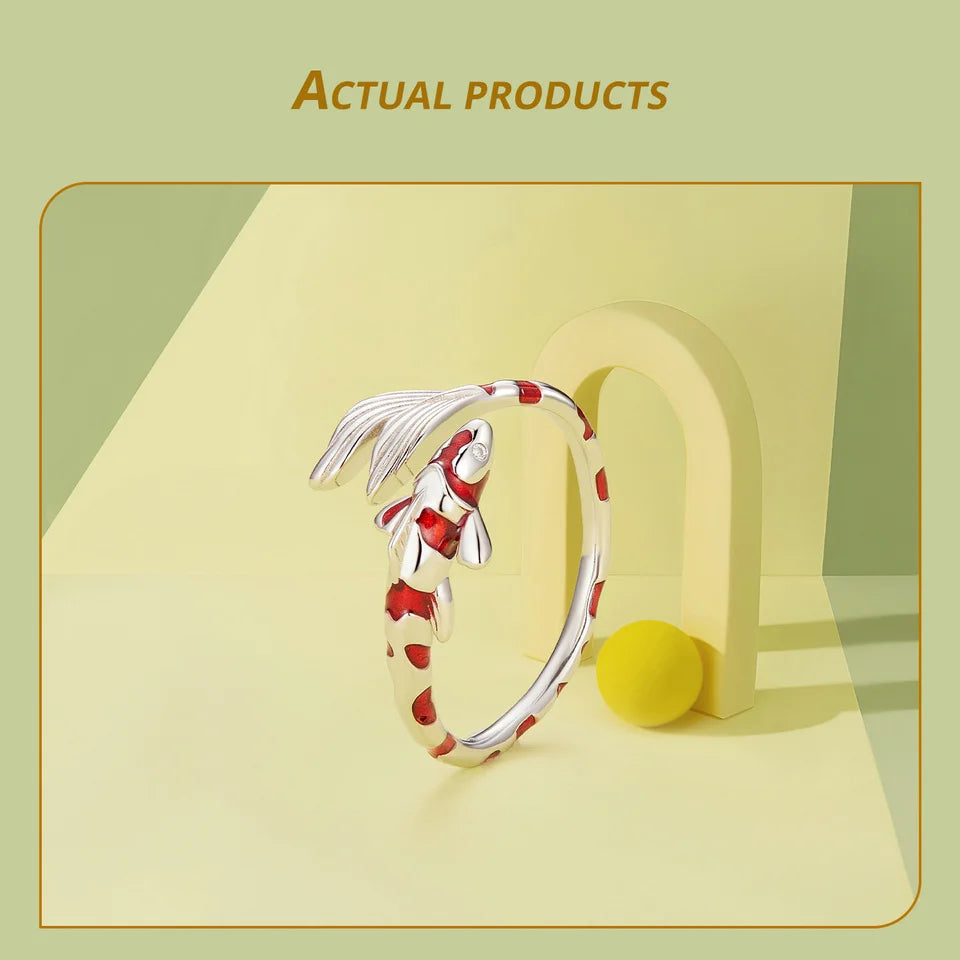 BAMOER Guardian Lucky Fish Rope Chain Bracelet Earrings Ring for Couple 925 Sterling Silver Enamel Jewelry Friendship Fashi