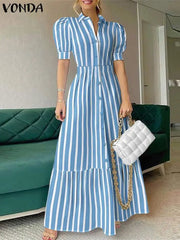 Plus Size Women Office Shirt Dress Summer Elegant Striped Dresses