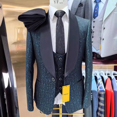 Blazers Jacket Pants Vest / Men Suit Business Wedding Fashion Host Clothes Slim Fit Coat