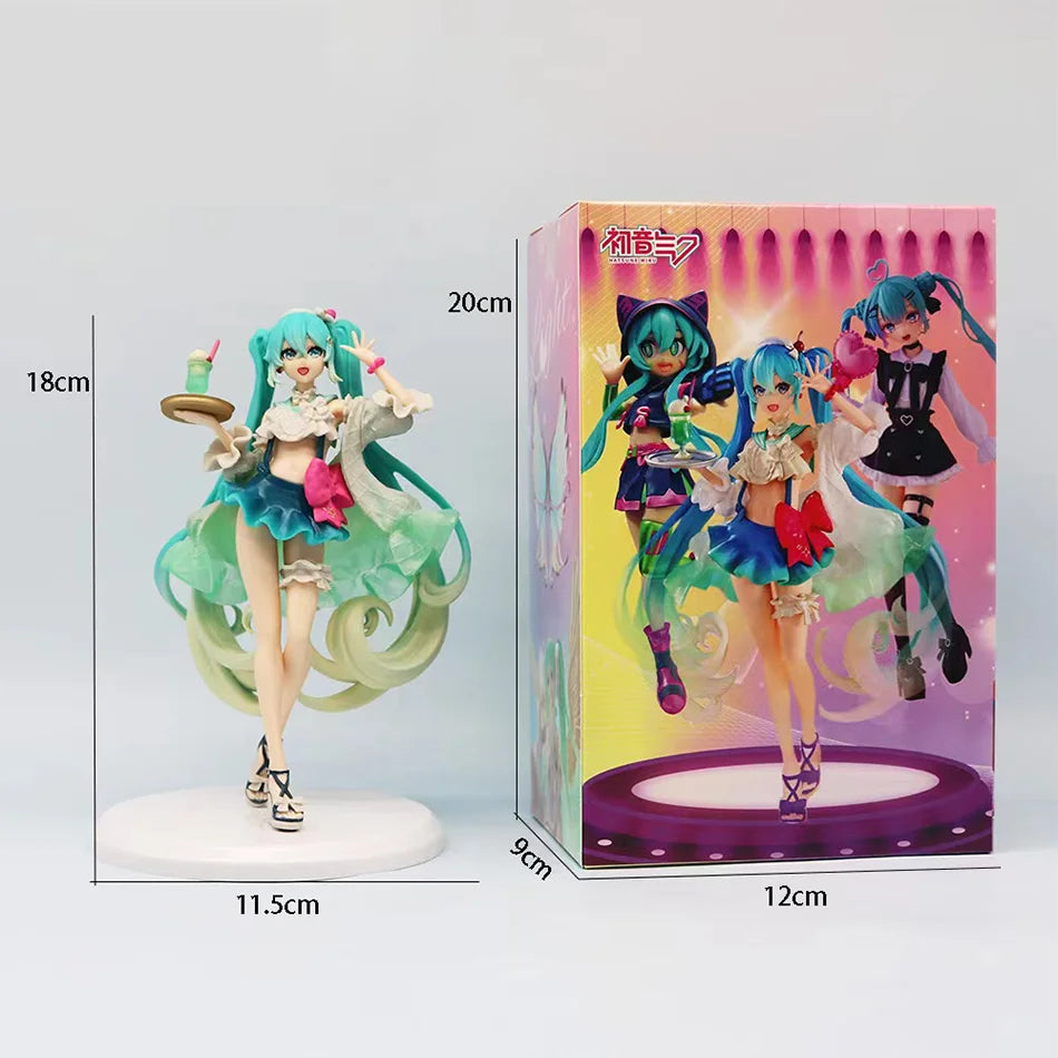 New Hatsune Miku figure Soda  cream dress The Props Desktop Decoration Collection PVC Model Toys Kids Gifts