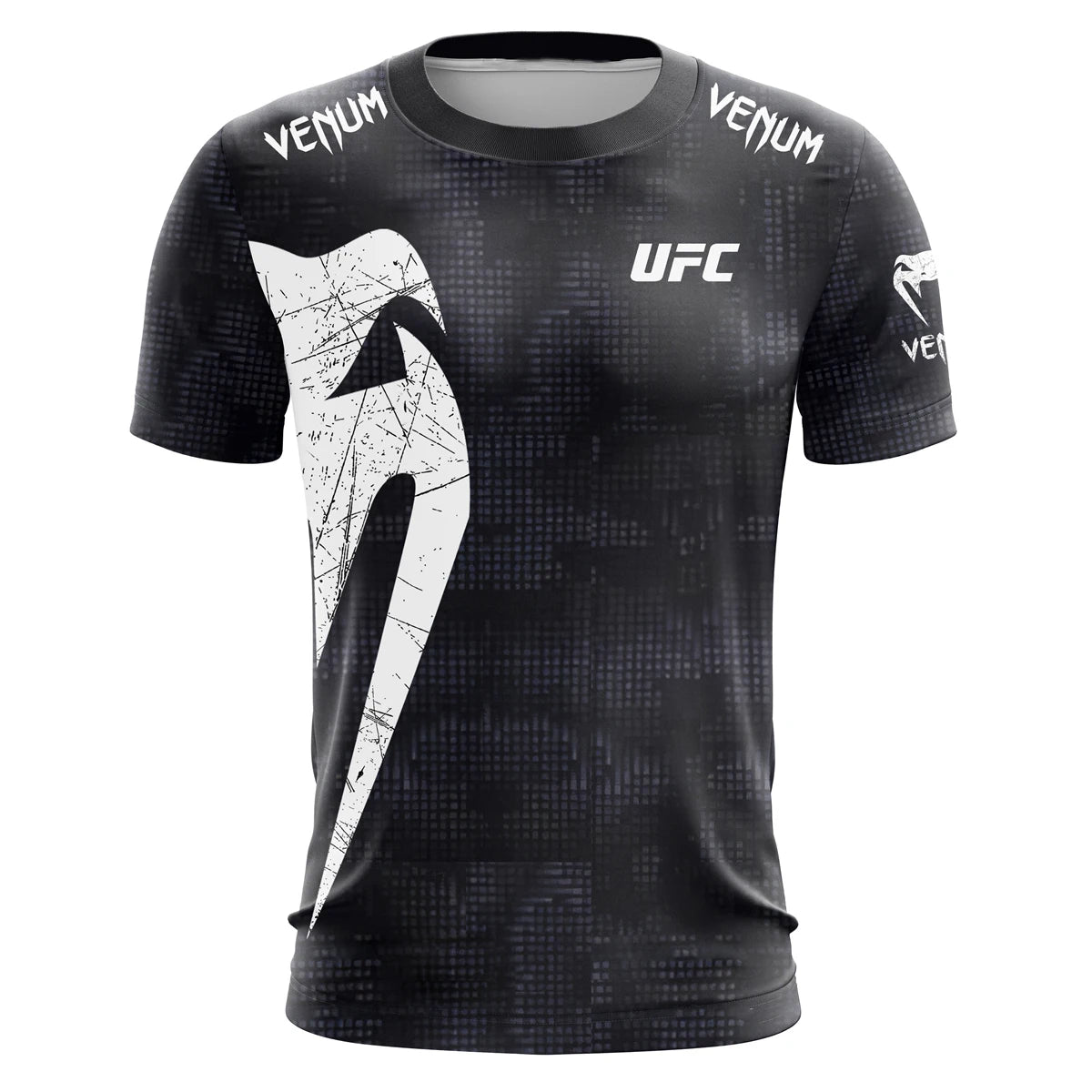 Trendy UFC Men’s Black White T-shirt Summer Casual O-neck Short Sleeve 3D Print Top for Boxing Fitness Training