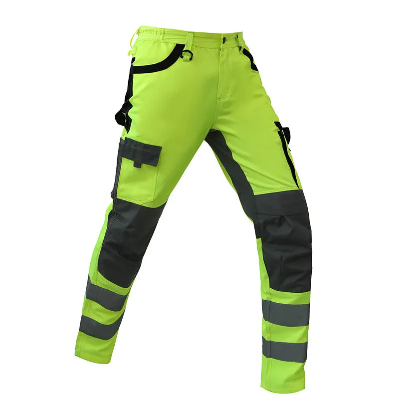 Men's Workwear Suit Work Suit Fluorescent Yellow Work Jacket and Pants Set with Multi Pockets Work Wear