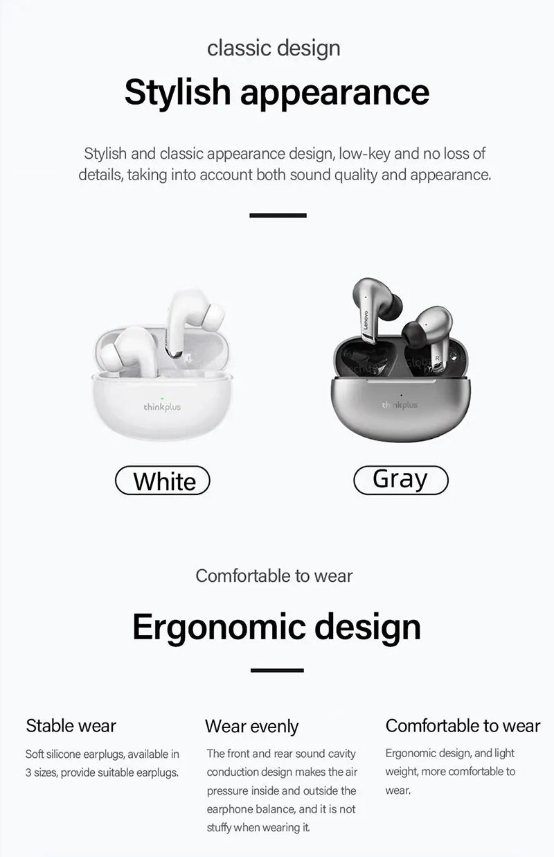 100% Original Lenovo LP5 Pro Wireless Bluetooth 5.4 Earphones LP5 Gaming Earbuds Sports Headphones Low Latency Headset With Mic