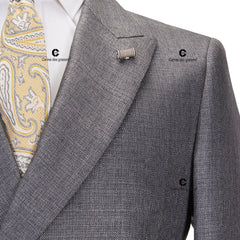 Grey Suits for Men Chinese Knot Button Single Breasted Peak Lapel Jacket Pants 2Pcs