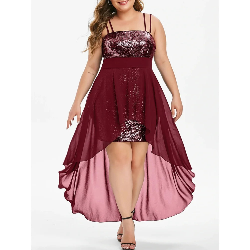 Formal attire Dresses: Plus Size Women Clothing Sequin High Split Corset Dresses