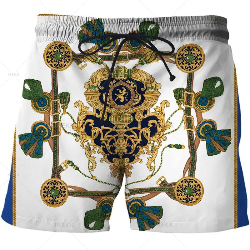 Luxurious Newest Iron Chain 3D Printed Streetwear Men Board Shorts Harajuku Hip Hop Leisure Beach Shorts fitness sports Shorts