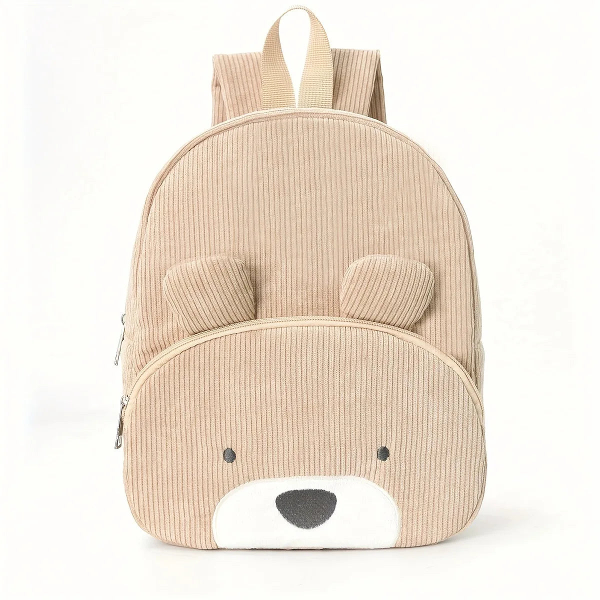Customized Name Toddler Backpack Cartoon Bear Corduroy Large Capacity Backpack Embroidered Name Backpack Plush Bag