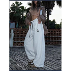 Y2K Oversized Sweatpants Women Harajuku White Wide Leg Pants High Waist