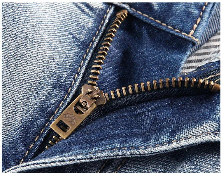 2025 New Summer thin stretch multi pocket workwear, slim fit denim shorts, cropped pants, casual jeans for men