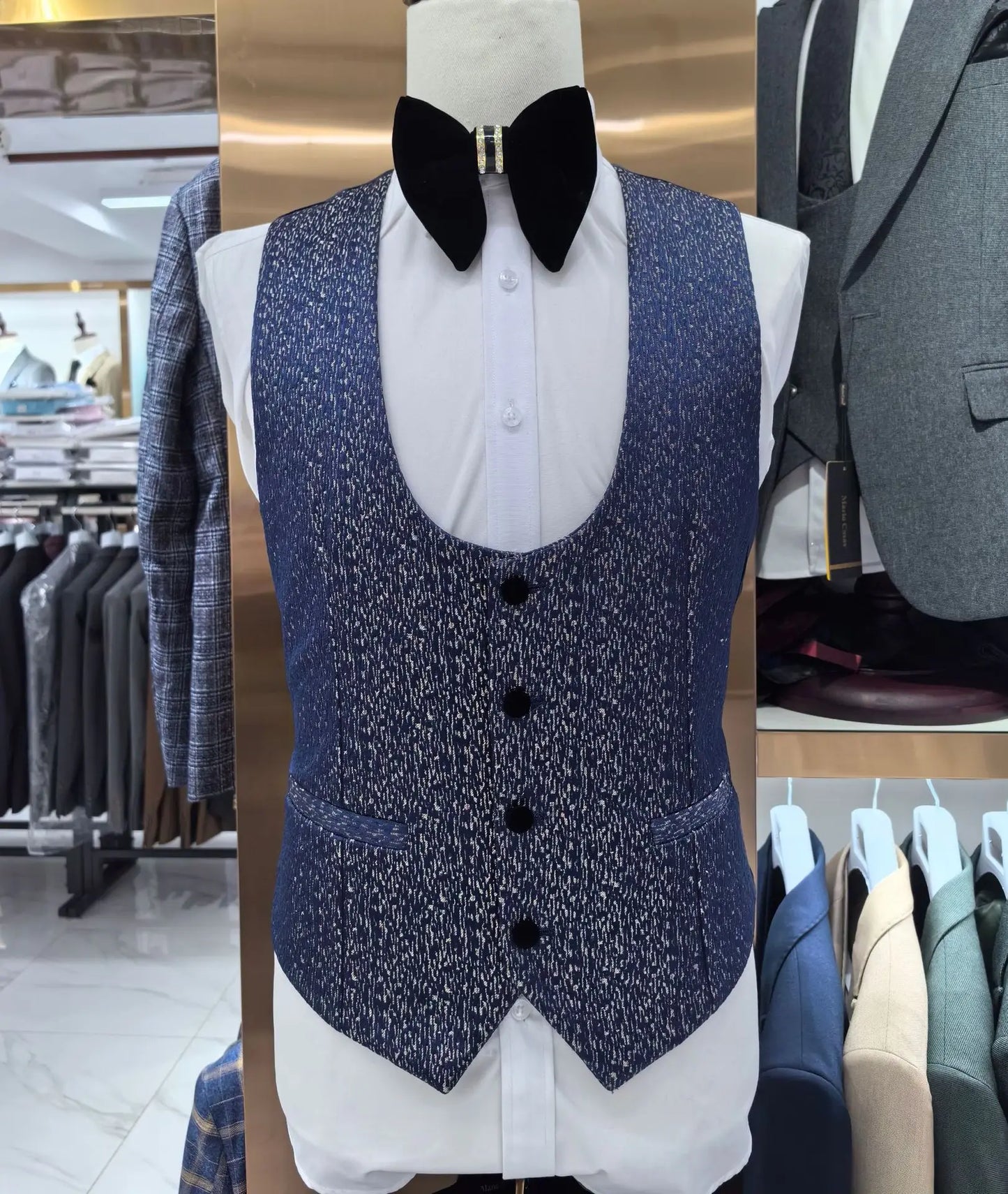 Tuxedo for Mens: Boutique Men Leisure Business Suits Trousers Waistcoat / Male Flower