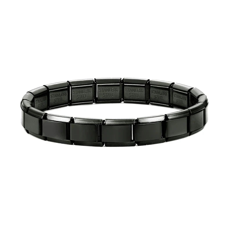 New Women's Men's Jewelry DIY 9MM Width Italian Elastic Charm Bracelet Solid Color Stainless Steel Fashion Bangle
