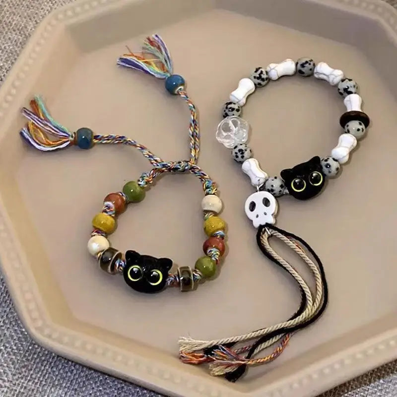Cute Cartoon Big Eye Cat Luminous Bracelets Glow In The Dark Fluorescence Pendant Bracelet For Women Couple Friendship Jewelry