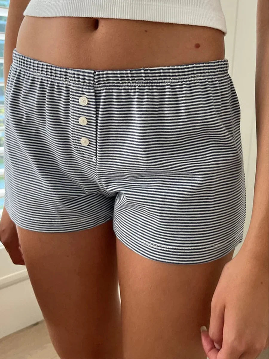 Womens Y2K Pajama Shorts Low Waist Striped Boxer Shorts Cute Lounge Floral Pj Shorts Bottoms Comfy Sleep Shorts Streetwear
