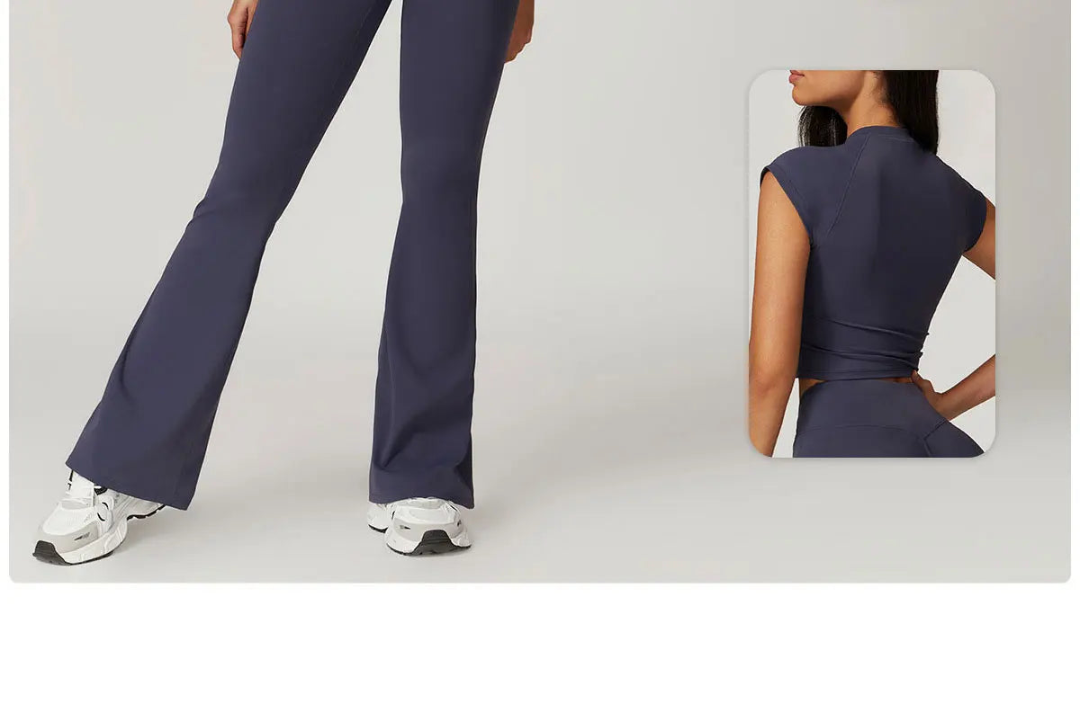 High Waist Flared Pants Gym Leggings Women Fitness Running Bell Bottomed Tight