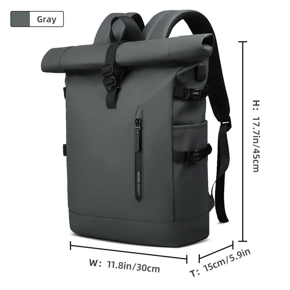 Heroic Knight Men's backpack Waterproof Roll Top Backpack Women Travel Expandable USB Charging Large Capacity Laptop Bag Mochila