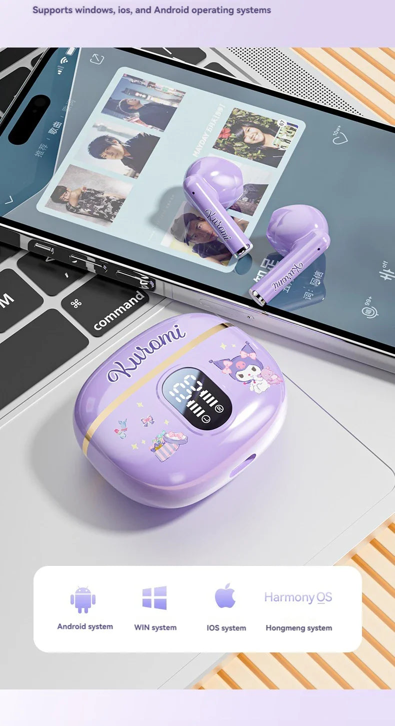Sanrio TWS Earbuds BL48 Kuromi Bluetooth Earphones Cinnamoroll Wireless Headset Hello Kitty Sport Noise Reduction Game Headphone