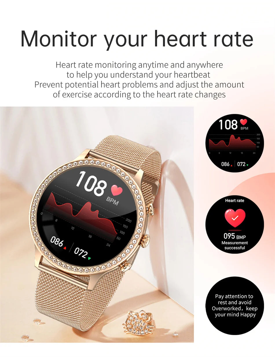 Women Smart Watch Double Strap Heart Rate Sleep Monitoring Wireless Call Voice Assistant Waterproof Smartwatch For Android IOS