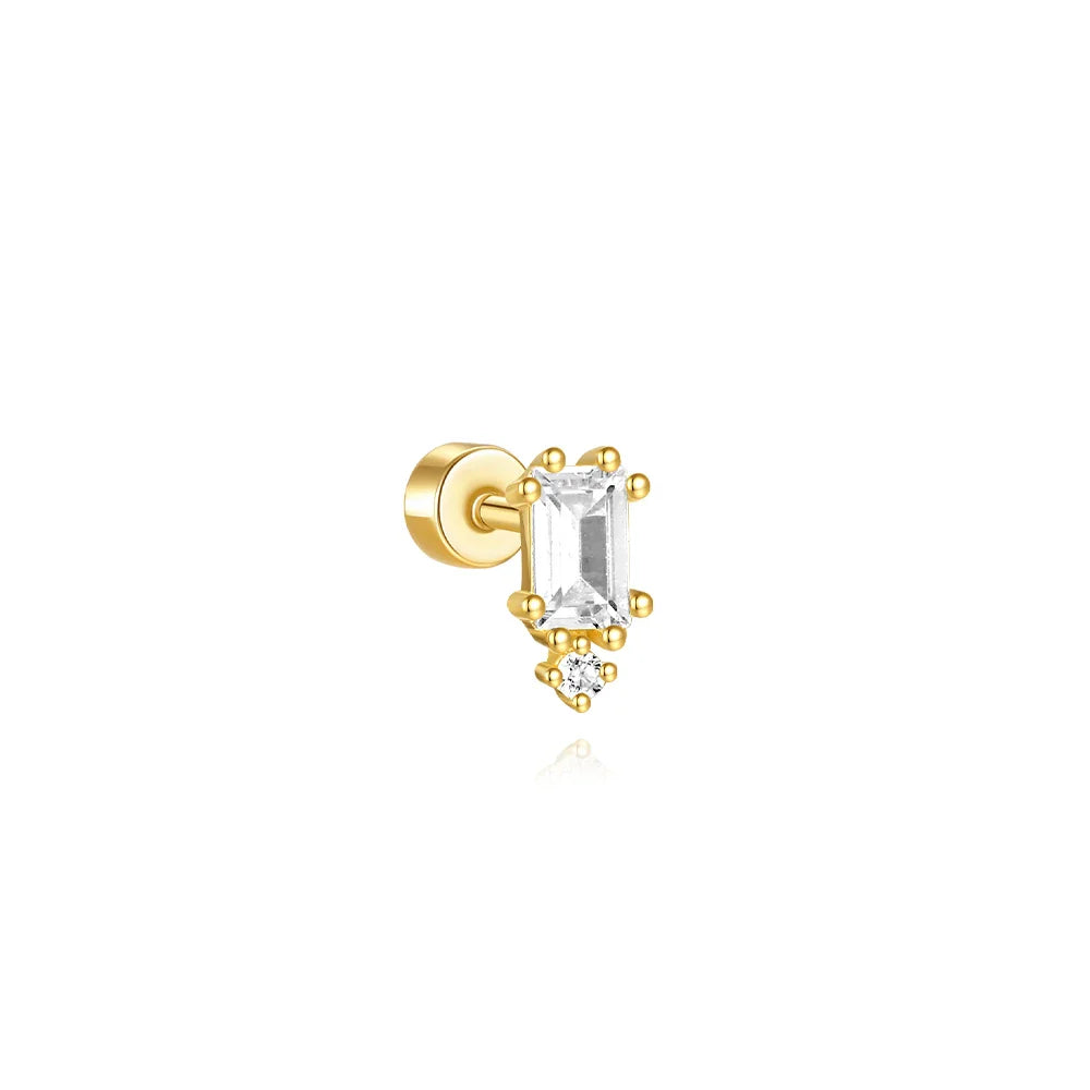 AIDE Heart Round Ball Flat Helix Piercing Earring 925 Sterling Silver Ear Studs Geometric Zircon Exquisite Trinket Studs Aretes