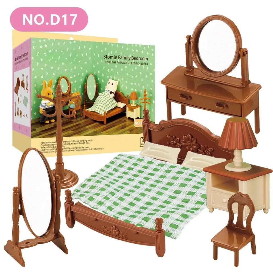Forest Family Reindeer Rabbit Panda Animal Simulation Dollhouse Furniture Toy Set House Accessories Christmas Gifts for Kids