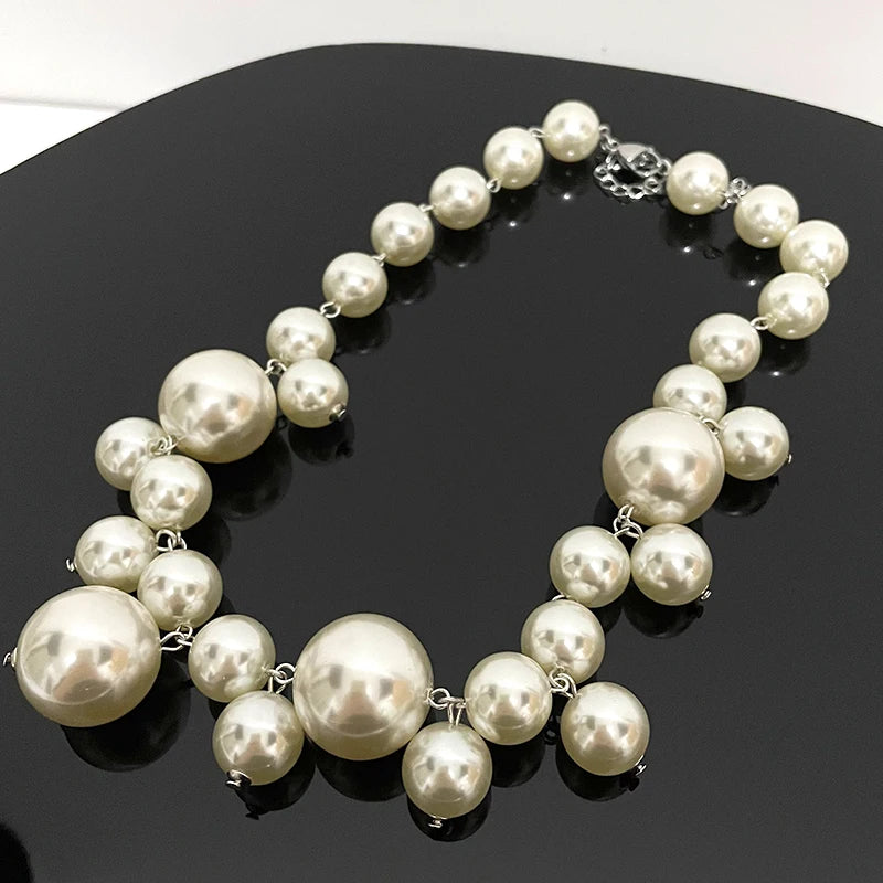 Elegant Imitation Pearl Women's Necklace Big Pearls Beads Choker Necklaces Party