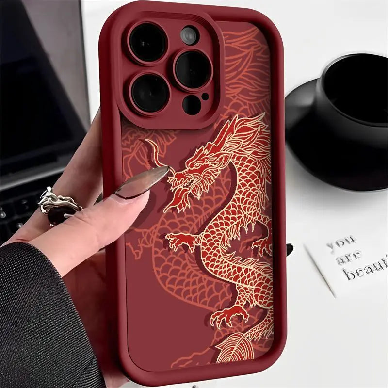East Dragon Soft Phone Case For iPhone 11 12 13 14 15 Pro Max XR XS X 7 8 Plus SE 2024 Silicone INS Covers