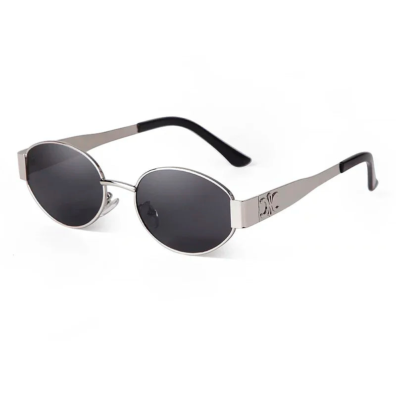 Sunglasses for Women Retro Metal Oval Men Luxury Brand Designer