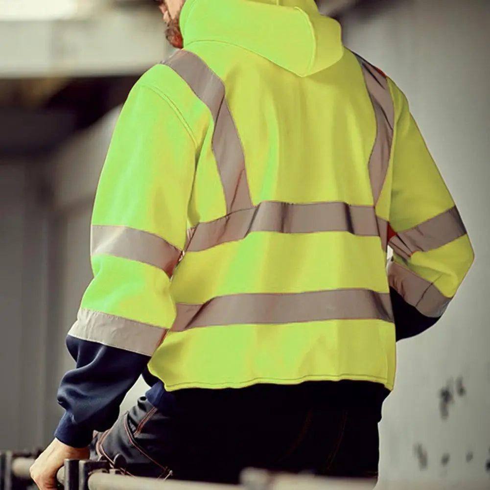 Winter Work Safety Coat Reflective Hoodie Reflective Strip Men's Hoodie Coat
