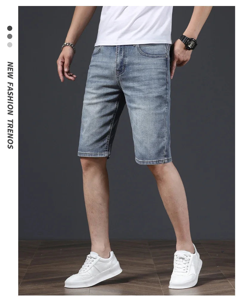 2025 New Summer Brand Stretch Thin Bermuda Masculina Cotton Denim Jeans Men Knee Length Soft Ropa Hombre Shorts