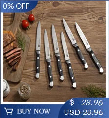 Table Knife Set  4/6/8Pcs Black Matte Comfort Handle Paring Knives German