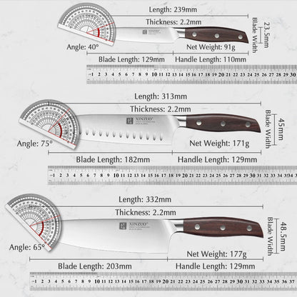 High Carbon Germany 1.4116 Stainless Steel 5PCS Kitchen Knife Set