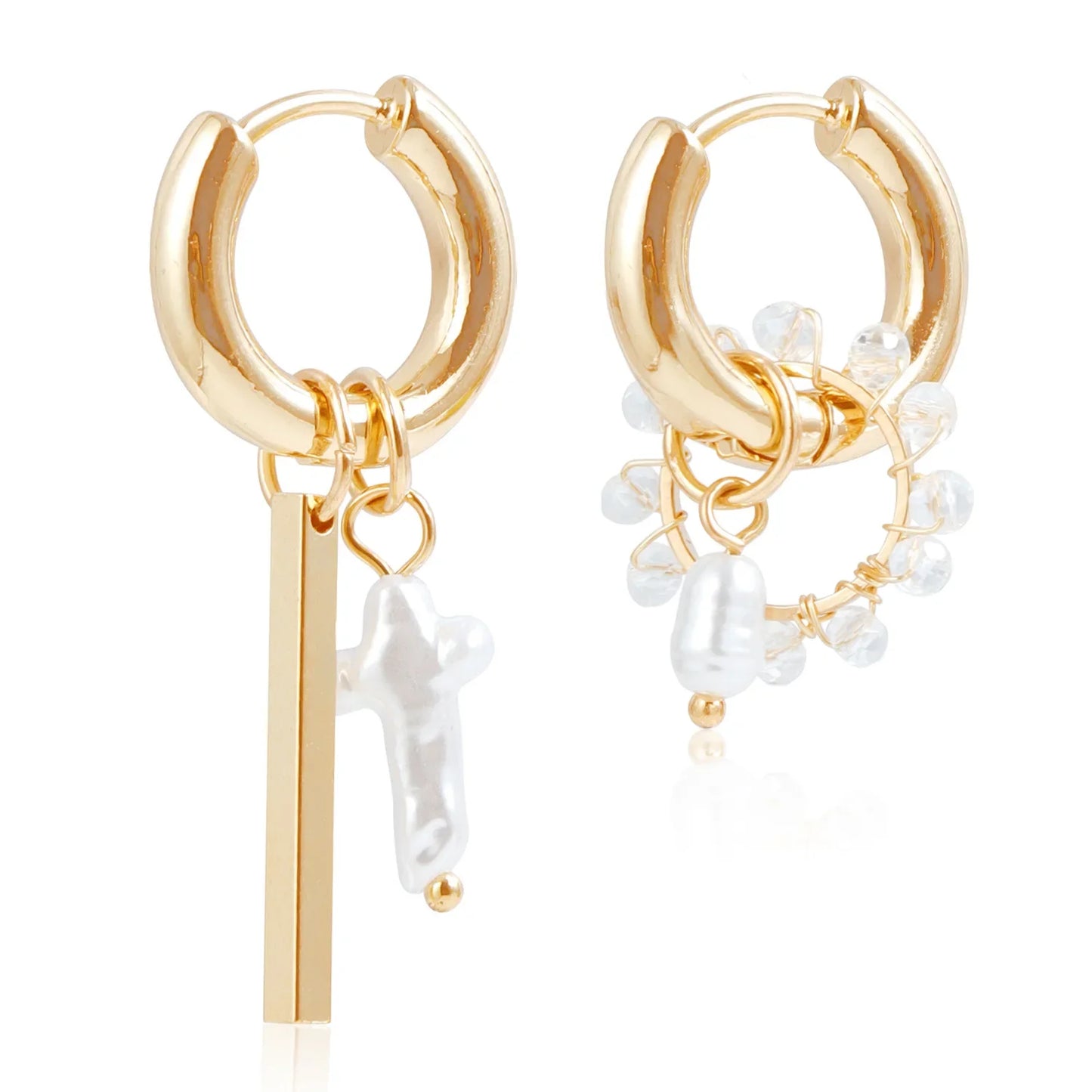 Geometric Crystal Asymmetric Dual-use Ear Buckle Earrings for Women Jewelry