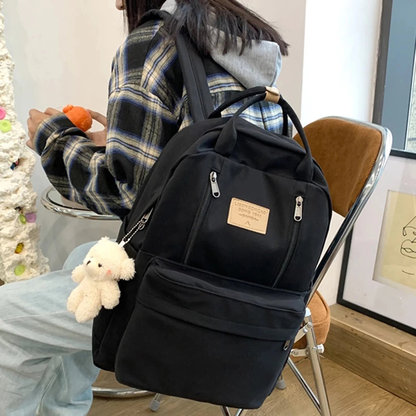 DIEHE Solid Color Women Backpack High Quality Youth Waterproof Backpacks for Teenage Girls Female School Shoulder Bag Bagpack