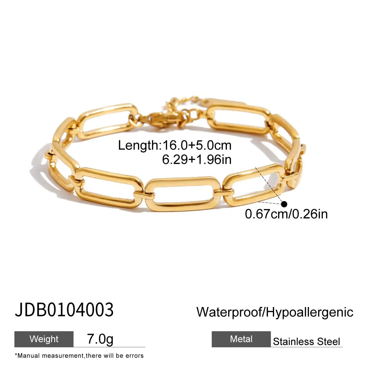 Uworld Fashion Link Chain Stainless Steel Bangle Bracelet for Women Exquisite Golden Metal Texture Jewelry Girl Beach Gift Man