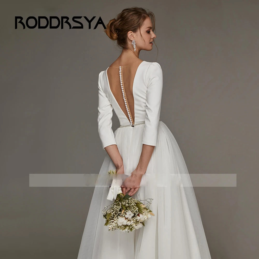 White Bridesmaid Dresses: Wedding Dresses For Bride Simple Ankle Length Bridal Gowns