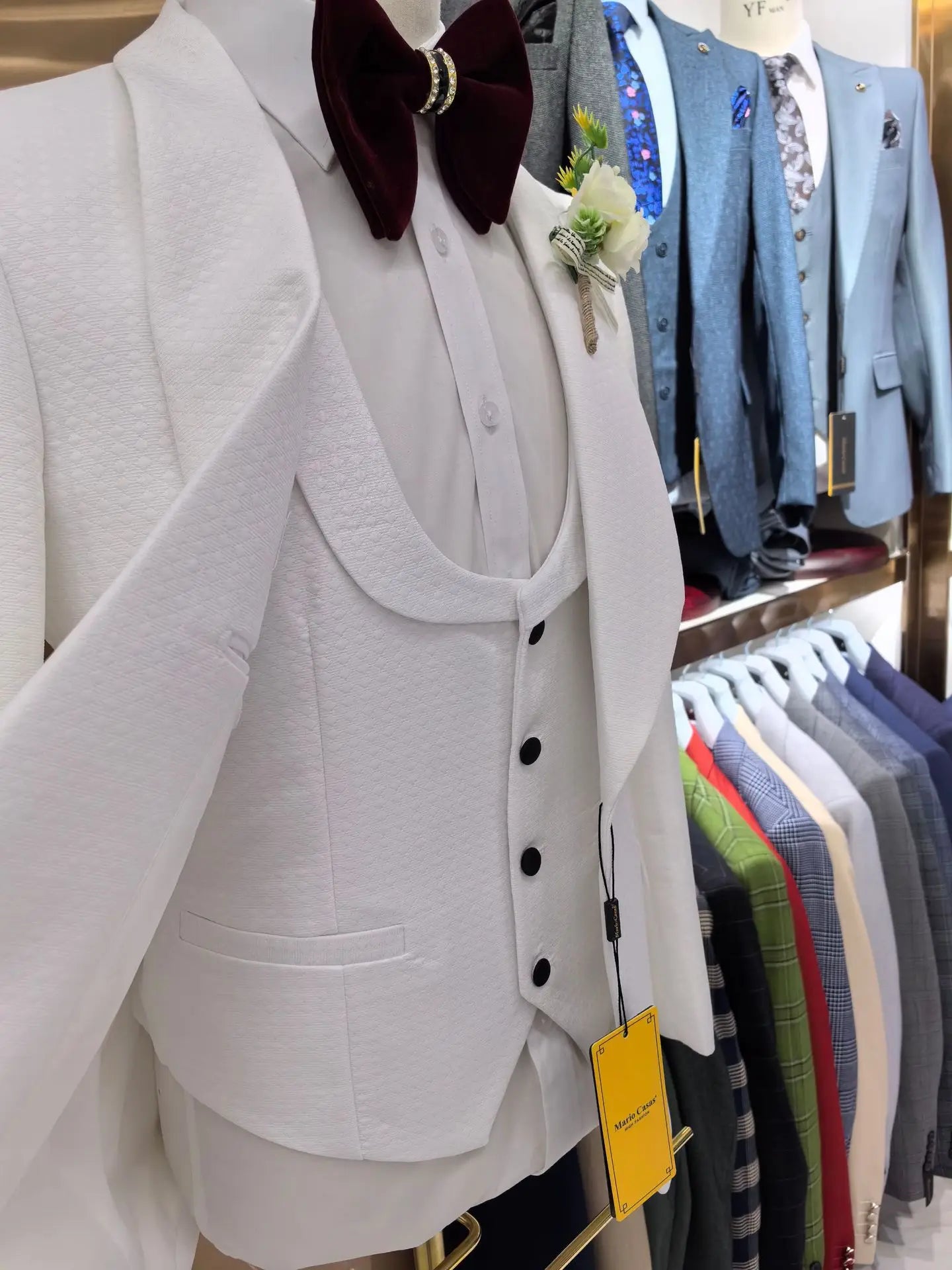 Tuxedo for Mens: Wedding Terno Men Suits Groom White Costume Jacket Pants