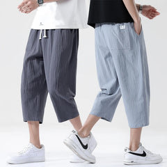 Men's Cotton Linen Casual Pants Breathable Trend Capris Pants Harlan Cotton