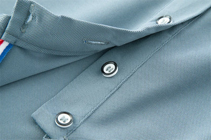 2025 New Men's Casual Solid Color Short Sleeved Polo Shirt Summer Fashionable and Comfortable Versatile Top