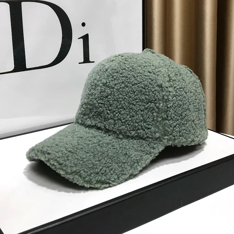 Winter Hats For Women Baseball Caps Plush Thickened Warm Baseball Cap Female Casual Solid Color Fashion Design Outdoor