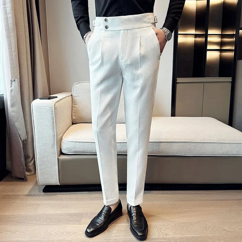 Suit Pants for Men Solid Color Formal Pantalones Hombre Casual Slim Fit Dress Pants