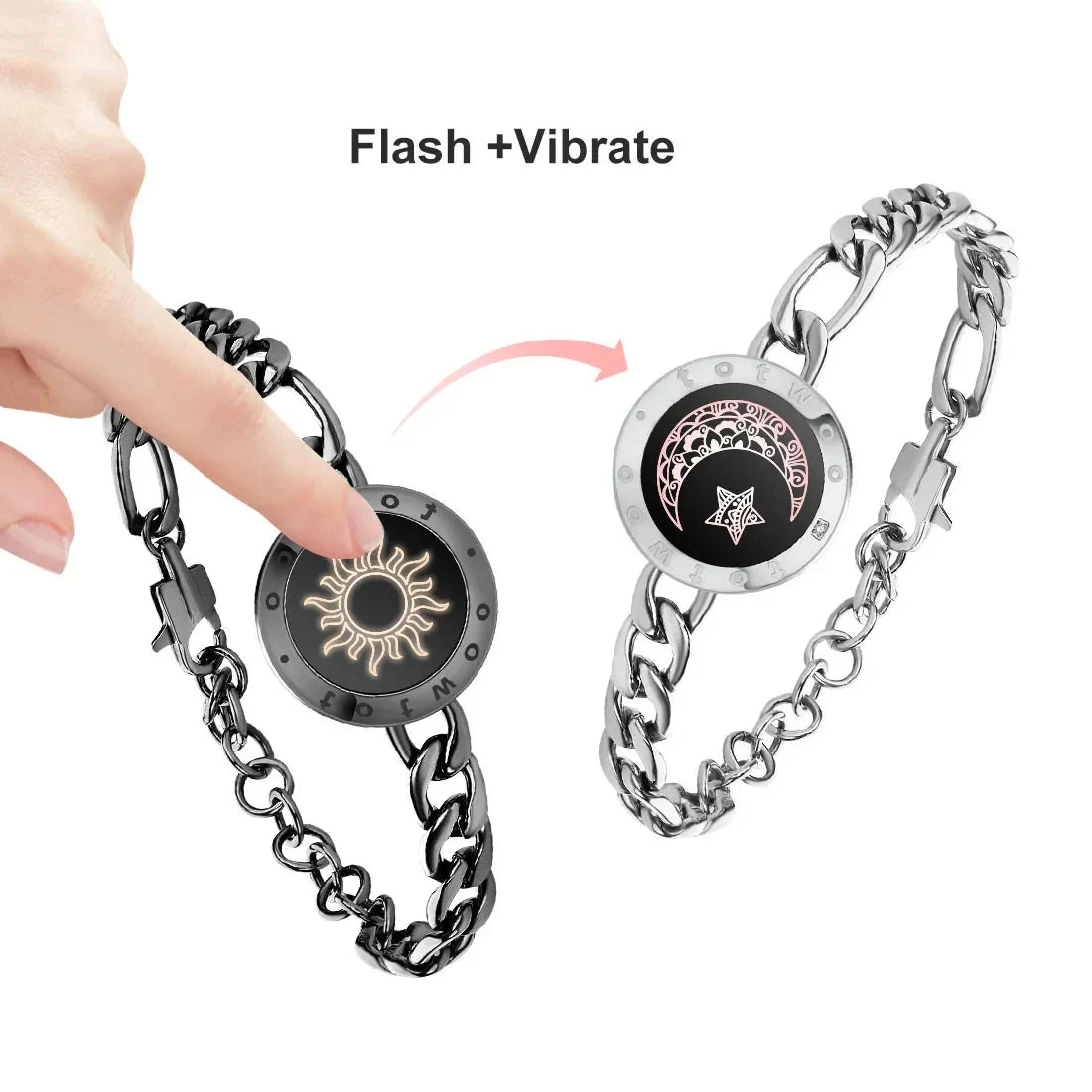 TOTWOO Long Distance Touch Bracelets for Couples ,Light up&Vibration Relationship Gifts for Lovers Smart Jewelry Love Bracelets