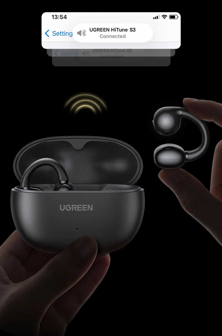UGREEN Open Ear Clip Wireless Earbuds Bluetooth Sports Earphones Headphones in Mic with Earhooks & Ear Hook
